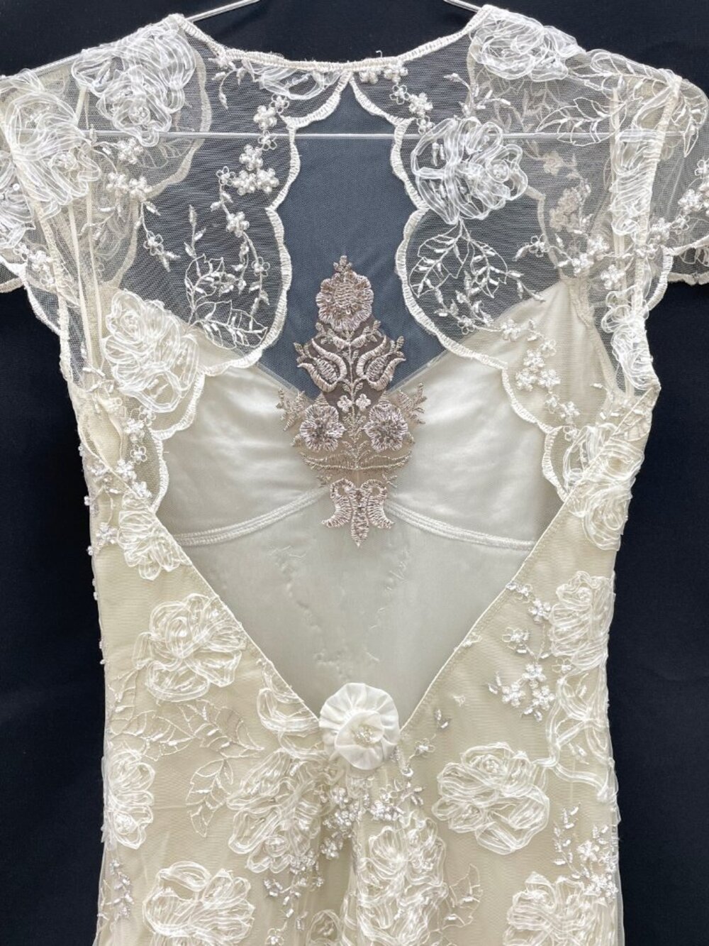 Claire Pettibone Embroidered Lace Sheath Wedding Gown - Picture 4 of 12